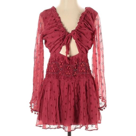 Free People Della Sole Beaded Embroidered Small Mini Dress - Picture 3 of 15